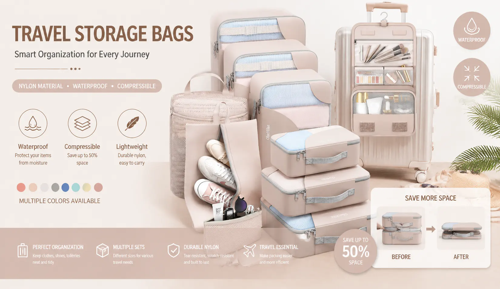 Travel Packing Cube Storage Bags